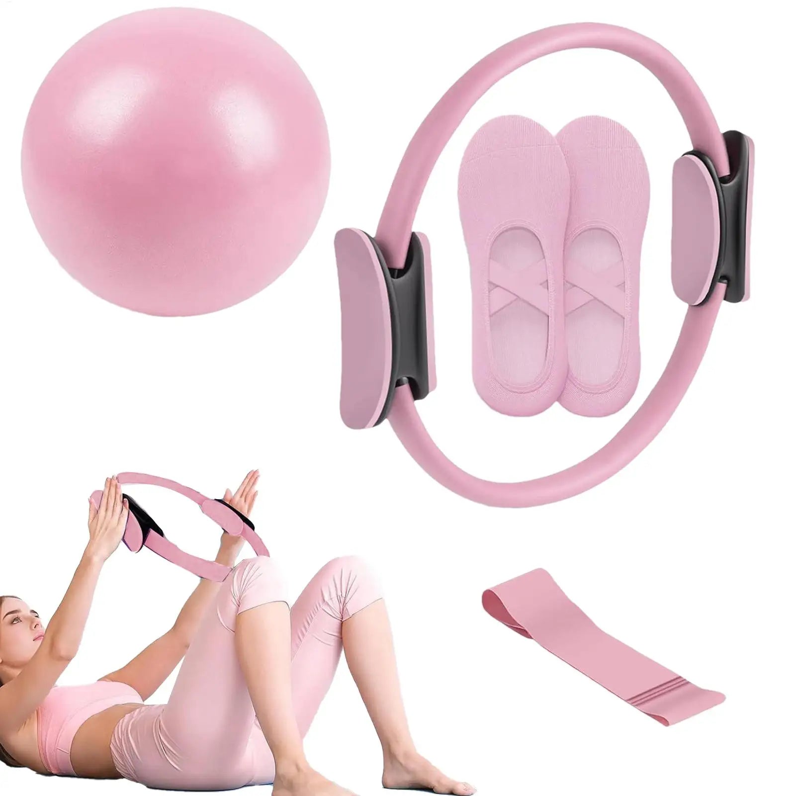NEW Pilates Ball And Ring Set Pilates Fitness Ring Resistance Band Exercise Workout Fitness Equipment For Pregnancy Postpartum