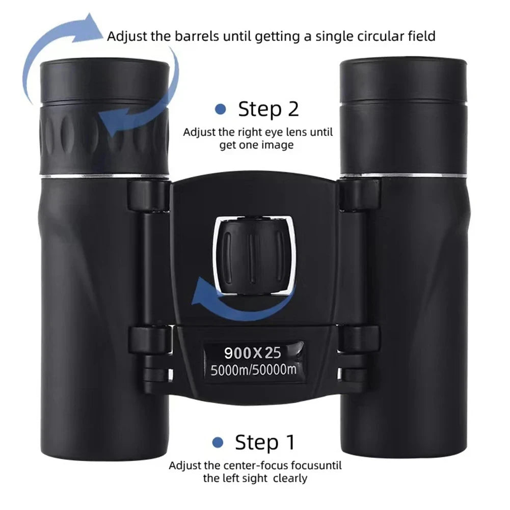 900x25 Mini Binoculars High-Powered BAK4 Prism Waterproof Travel Bird Watching Outdoor Sports Optics